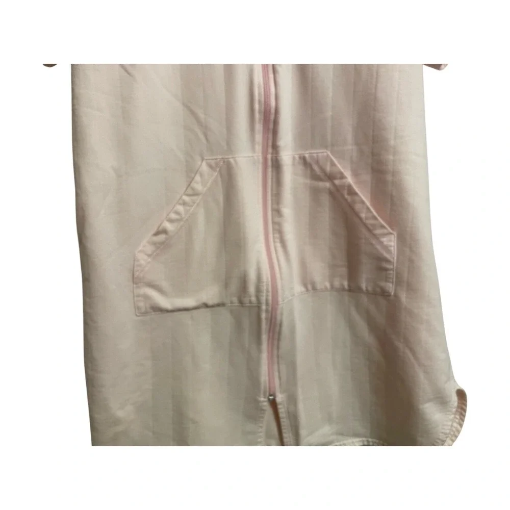 AMANDA STEWART Intimates Women's Size L Zip up Short Pink Robe Short Sleeve - Picture 4 of 5